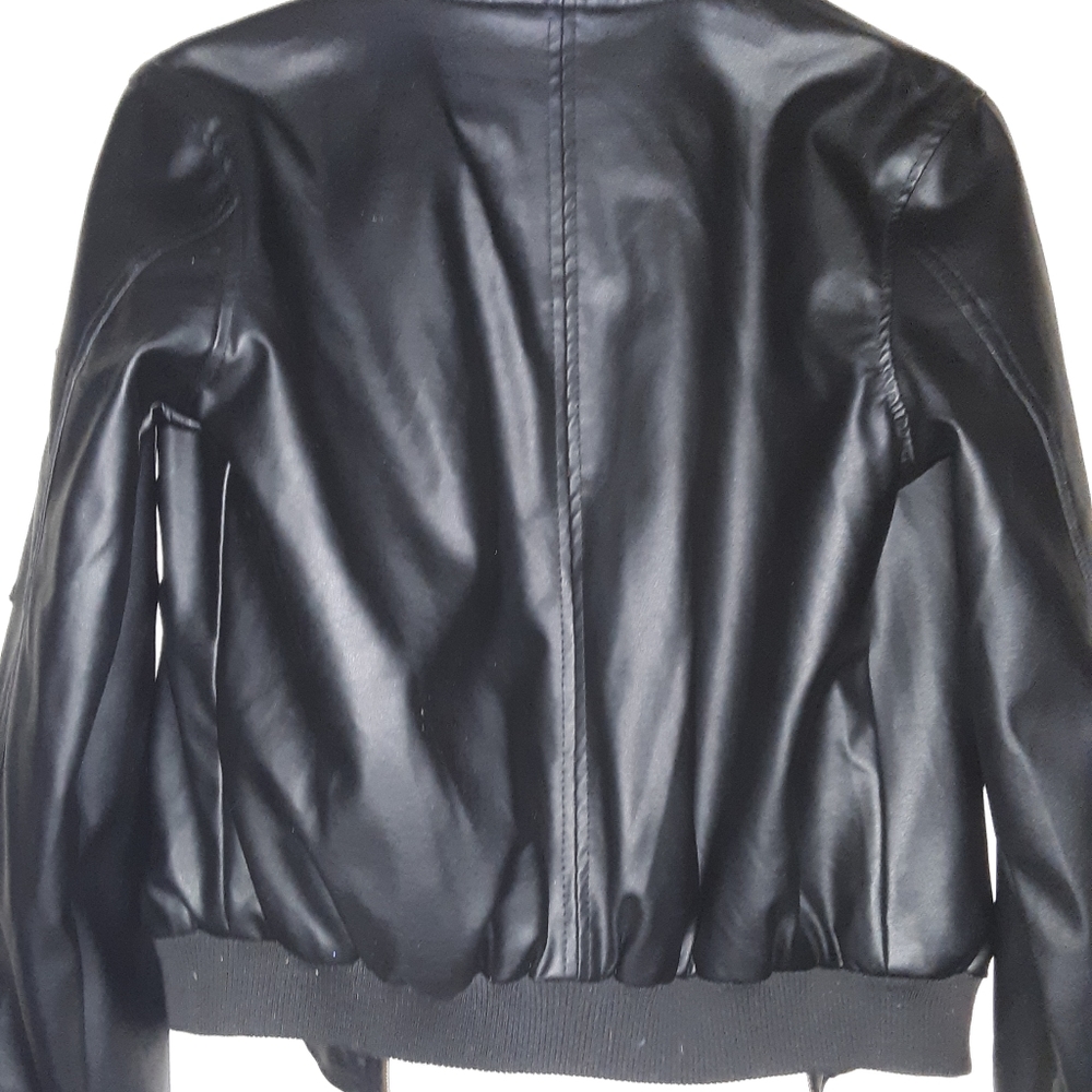 First Looks Faux Leather Bomber Jacket